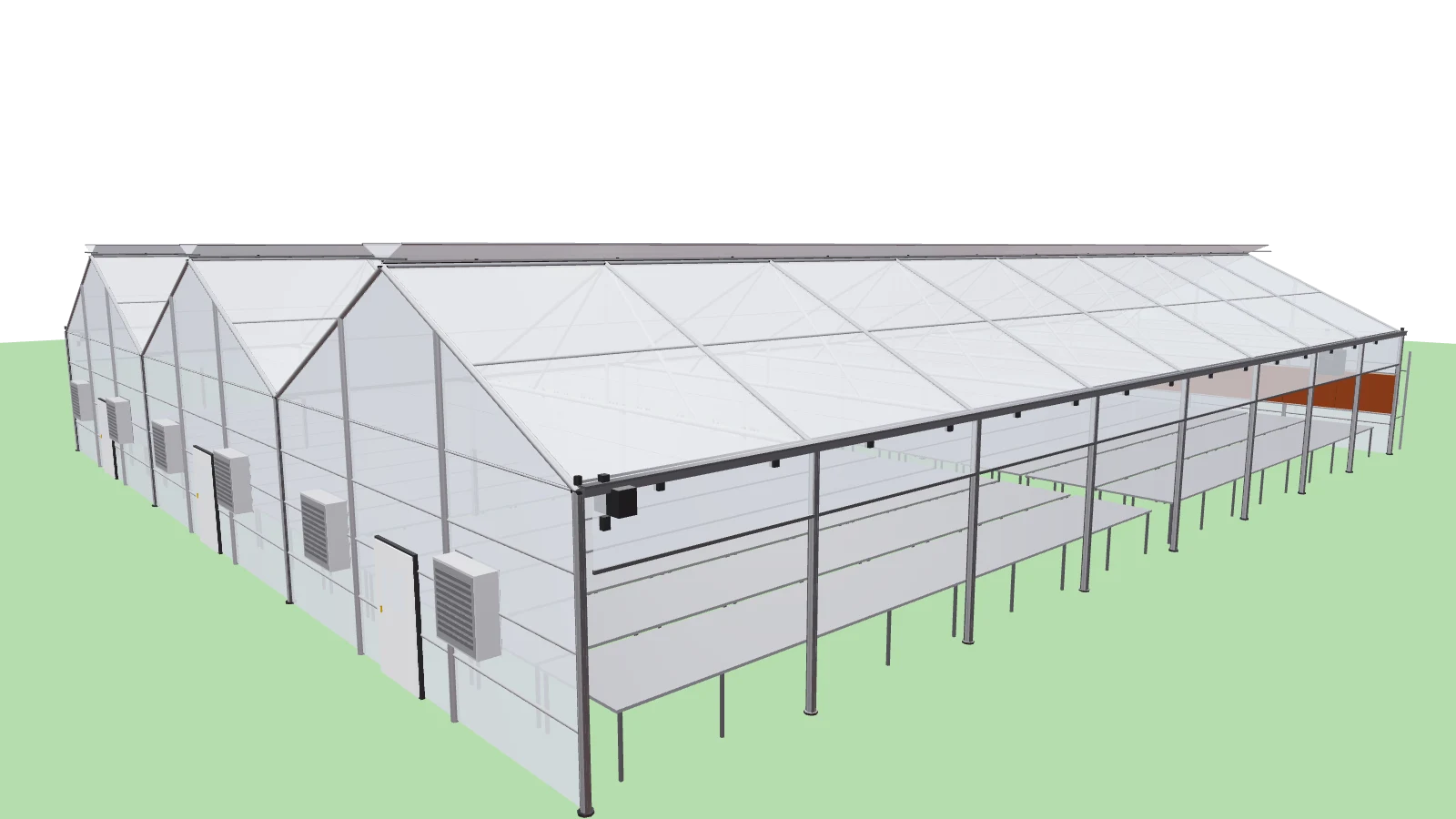 7500 Series three-bay polycarbonate production greenhouse, 30 by 96 feet per bay (1 of 5)